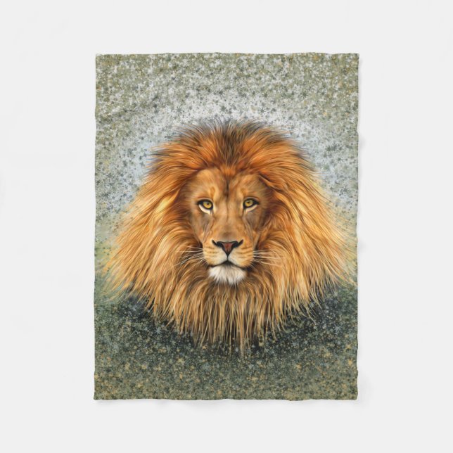 Couverture Polaire Image d'art de peinture de photographie de lion (Devant)