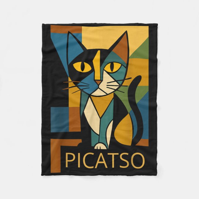 Couverture Polaire Image de chat drôle Picatso - Style d'art cubisme  (Devant)