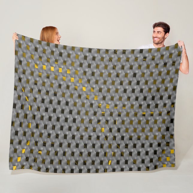 Couverture Polaire Image jaune sous plaques grises, oblong carré (En situation)
