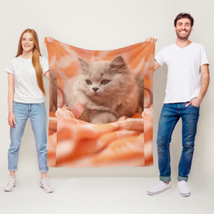 Couverture Polaire Image personnalisée de chat mignon aux yeux magnif