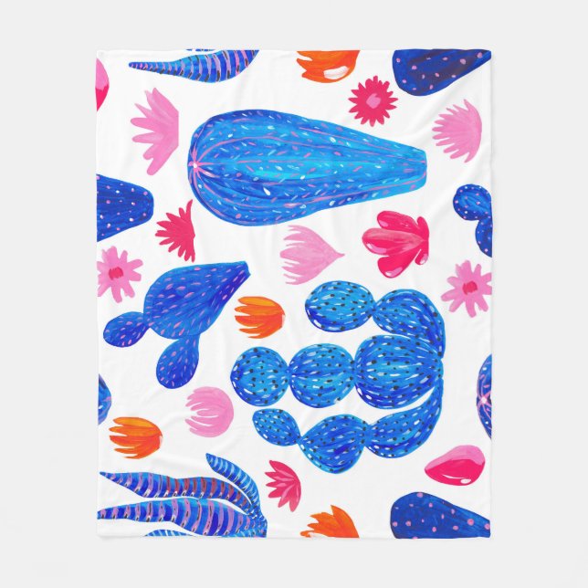 Couverture Polaire Imaginaire Cactus : Motif décoratif sans couture. (Devant)