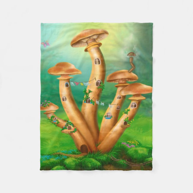 Couverture Polaire Imaginaire Champignons miel agarique la maison (Devant)