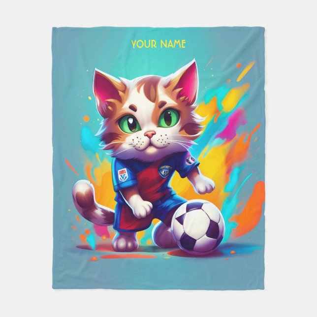 Couverture Polaire Imaginaire Chat Cute Football Football (Devant)