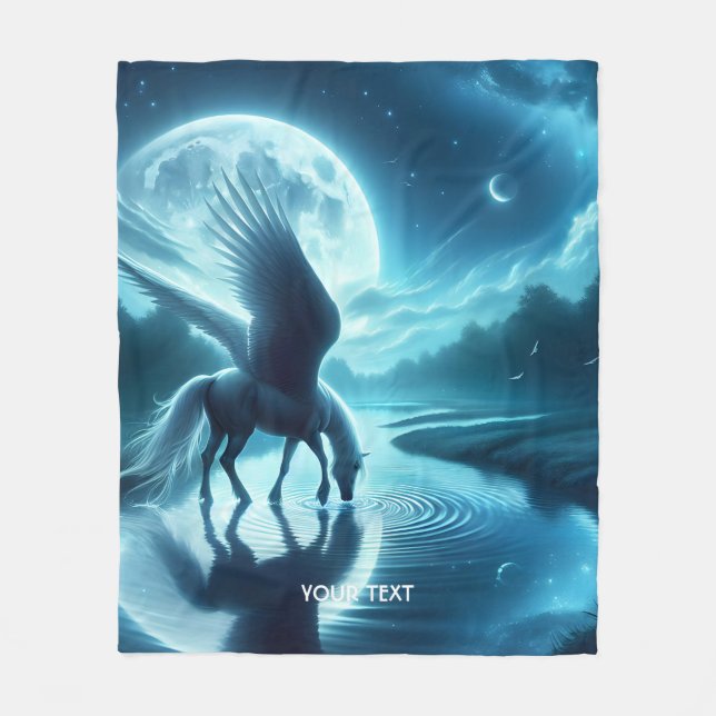 Couverture Polaire Imaginaire Cheval mignon Ailes Lune (Devant)
