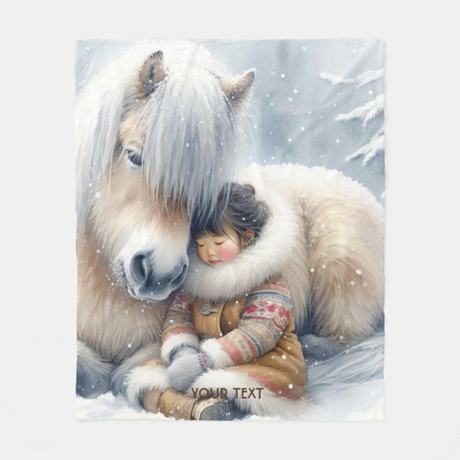 Couverture Polaire Imaginaire Cheval mignon fille hiver (Devant)