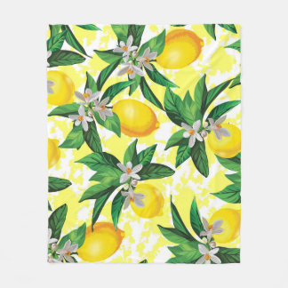 Couverture Polaire Imaginaire citron : Motif Floral Créatif