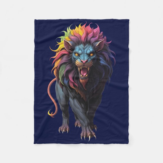 Couverture Polaire Imaginaire coloré Art un lion (Devant)