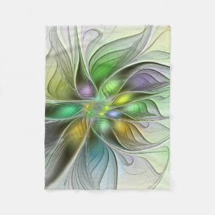 Couverture Polaire Imaginaire coloré Fleur moderne Abstrait Fractal