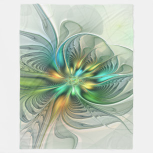 Couverture Polaire Imaginaire coloré Moderne Fleur Abstraite Fractale