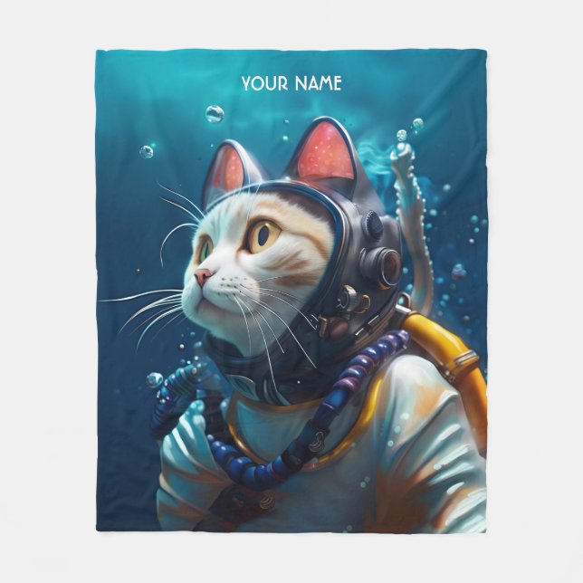 Couverture Polaire Imaginaire Cute Cat Diver Plongée (Devant)