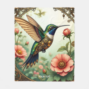 Couverture Polaire Imaginaire Cute Steampunk Fleurs d'oiseaux
