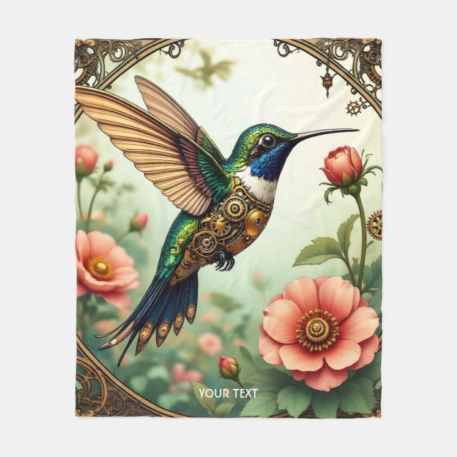 Couverture Polaire Imaginaire Cute Steampunk Fleurs d'oiseaux (Devant)