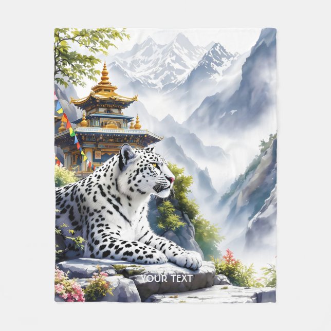Couverture Polaire Imaginaire Cute White Leopard Mountains (Devant)