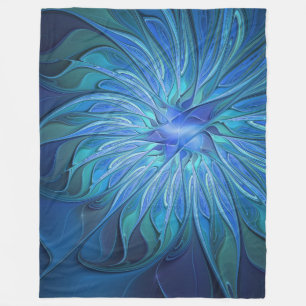 Couverture Polaire Imaginaire Fleur Bleue Motif, Art Fractal Abstrait