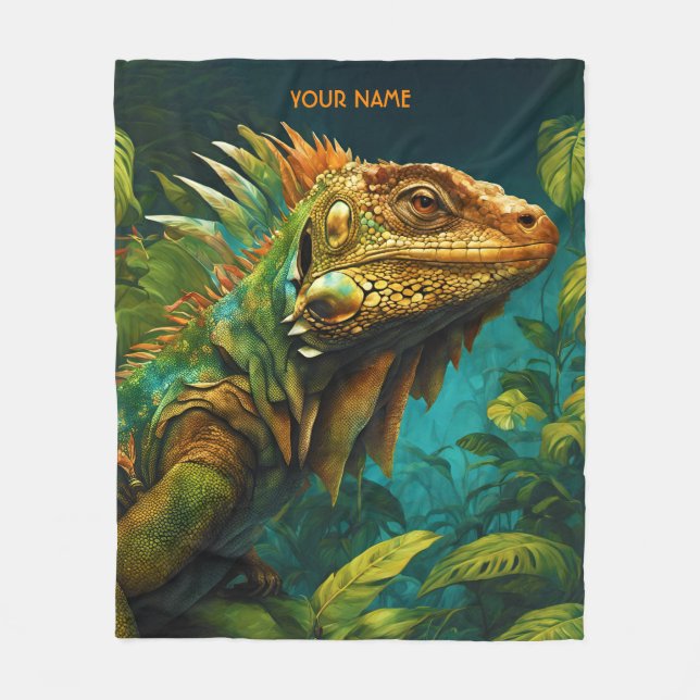 Couverture Polaire Imaginaire Fleurs Vivides Majestic Iguana (Devant)