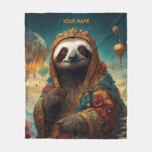 Couverture Polaire Imaginaire Fleurs Vivides mignonnes Sloth Royal
