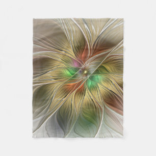 Couverture Polaire Imaginaire Floral Avec Or Moderne Abstrait Fractal