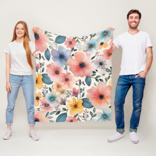 Couverture Polaire Imaginaire floral Pastel