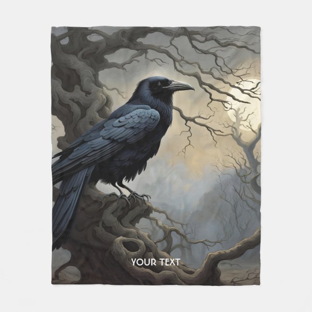 Couverture Polaire Imaginaire joli Crow Arbre foncé (Devant)