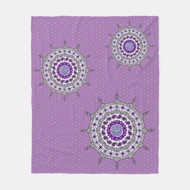 Couverture Polaire Imaginaire Mehndi Blanche en Argent (Devant)