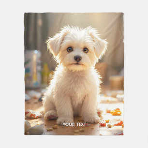 Couverture Polaire Imaginaire mignon maltais joyeux chiot maltais
