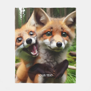 Couverture Polaire Imaginaire Mignonne Forêt de Deux Foxes