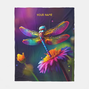 Couverture Polaire Imaginaire Mignonne libellule Avec Fleur