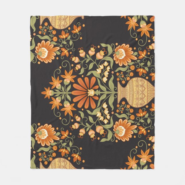 Couverture Polaire Imaginaire moghol : Opulence florale rétro (Devant)