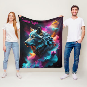 Couverture Polaire Imaginaire surréaliste cosmique Wolf Custom Art Ab