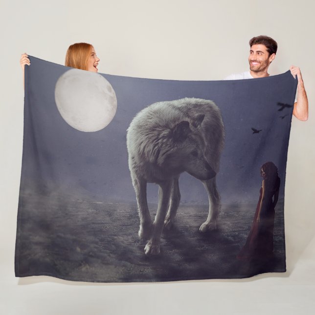 Couverture Polaire Imaginaire WOLF MOON (En situation)