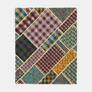 Couverture Polaire Imitation du motif de patchwork indien avec textur