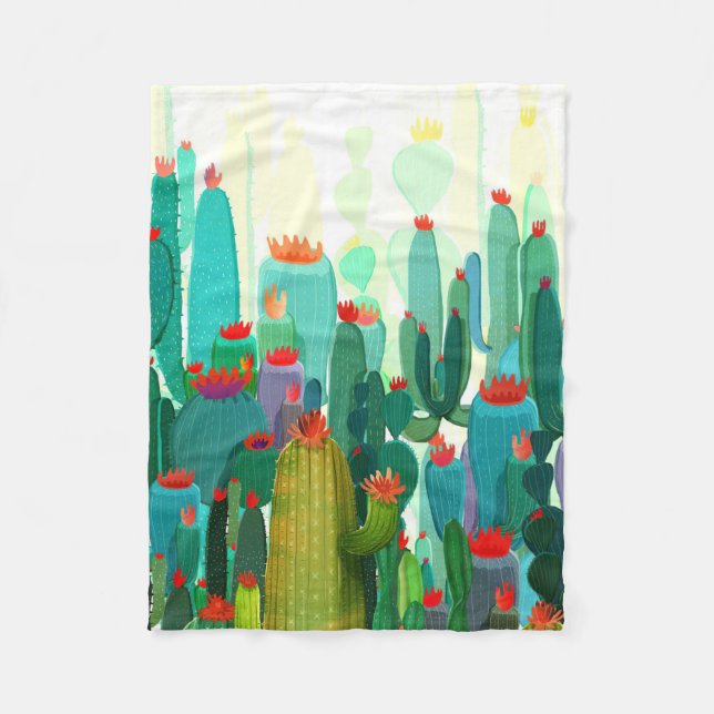 Couverture Polaire Impression Cactus | Beaucoup De Cactus (Devant)