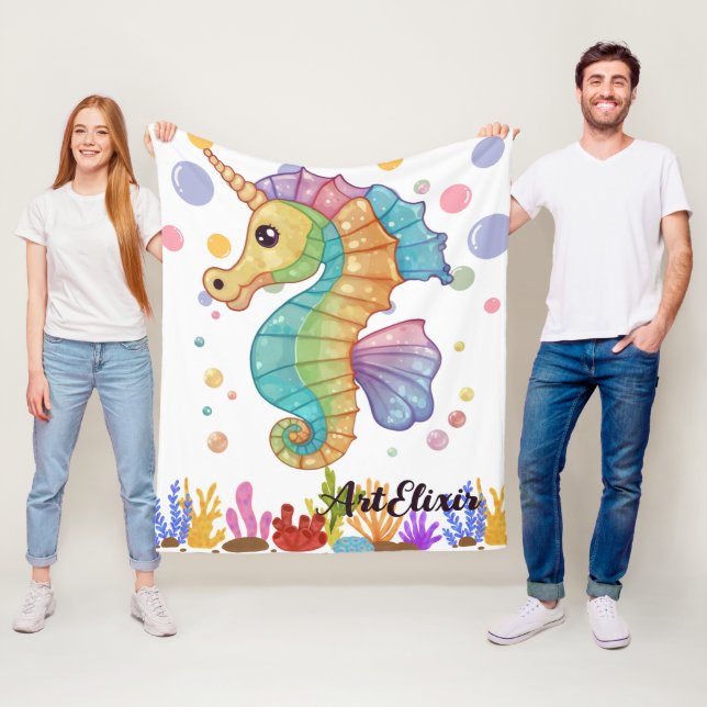 Couverture Polaire Impression couleur Seahorse (En situation)