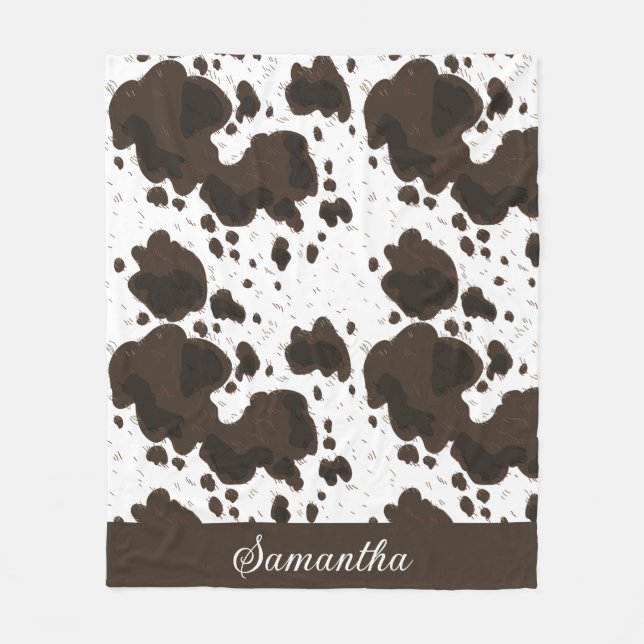 Couverture Polaire Impression cuir de vache marron blanc personnalisé (Devant)