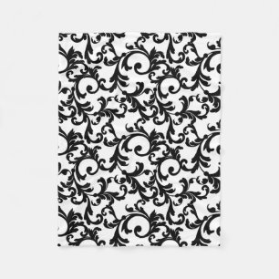 Couverture Polaire Impression Damas élégante blanche et noire