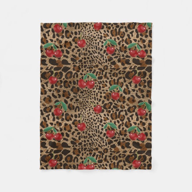 Couverture Polaire Impression d'animal Léopard Guépard Motif Cerise R (Devant)
