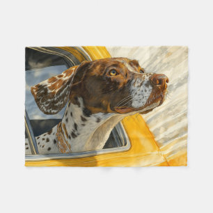 Couverture Polaire Impression d'art Chien Tacheté en Promenade en Voi