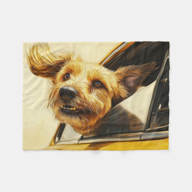Couverture Polaire Impression d'art de chien joueur profitant d'une b (Devant (Horizontal))
