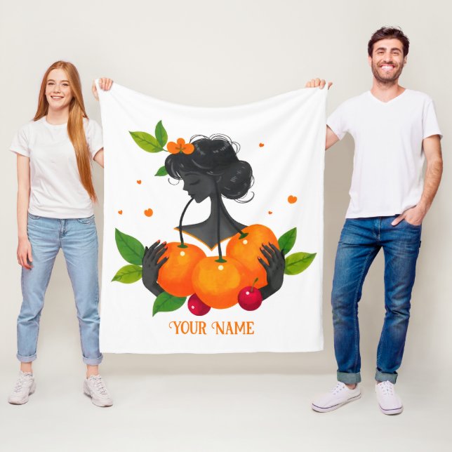 Couverture Polaire Impression d'art de fruits féminins Welcome – Citr (En situation)