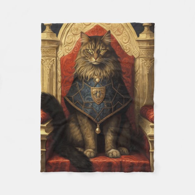 Couverture Polaire Impression d'art du trône de chat Maine Coon noble (Devant)