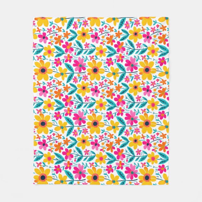 Couverture Polaire Impression d'art floral audacieux  (Devant)