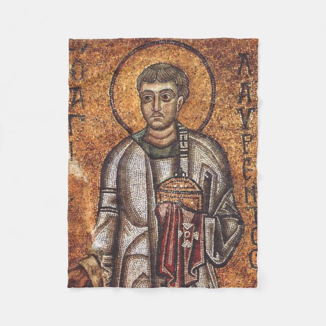 Couverture Polaire Impression d'art mosaïque orthodoxe Saint Laurent (Devant)