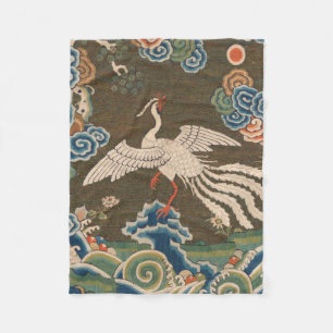 Couverture Polaire Impression de broderie en soie blanche antique chi