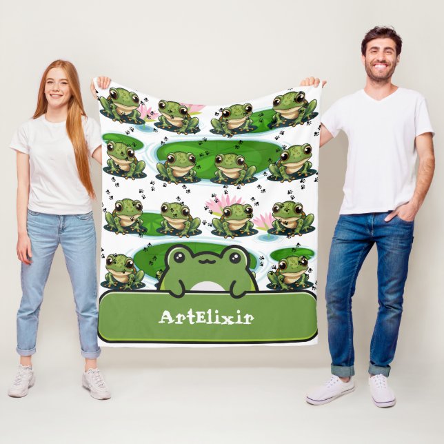 Couverture Polaire Impression de grenouille (En situation)