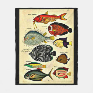 Couverture Polaire impression de poisson d'époque