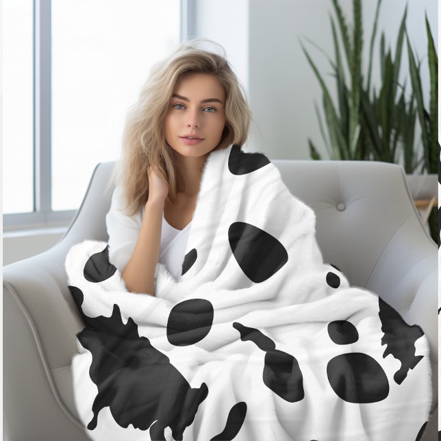 Couverture Polaire Impression de vache noire et blanche (Créateur téléchargé)