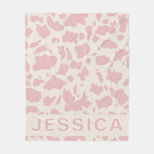 Couverture Polaire Impression de vache rose personnalisée classique
