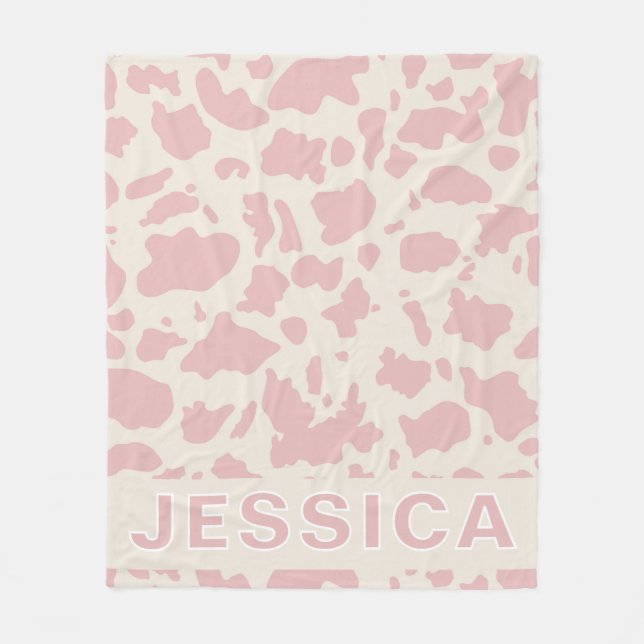 Couverture Polaire Impression de vache rose personnalisée classique (Devant)
