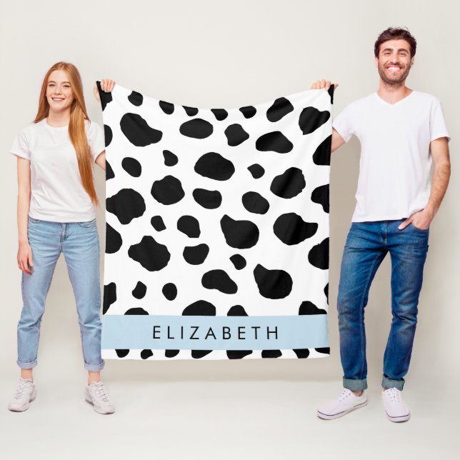 Couverture Polaire Impression De Vache, Spots De Vache, Noir Et Blanc (En situation)