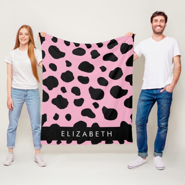 Couverture Polaire Impression De Vache, Spots De Vache, Vache Rose, V (En situation)
